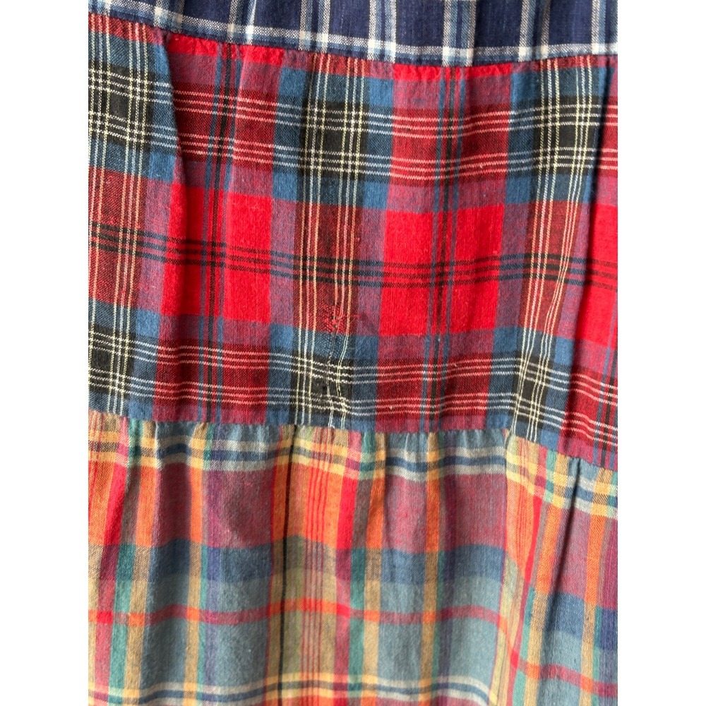 Carole Little Plaid Maxi Skirt Womens 14 Multi Good Tiered Patchwork Cotton - Picture 2 of 4